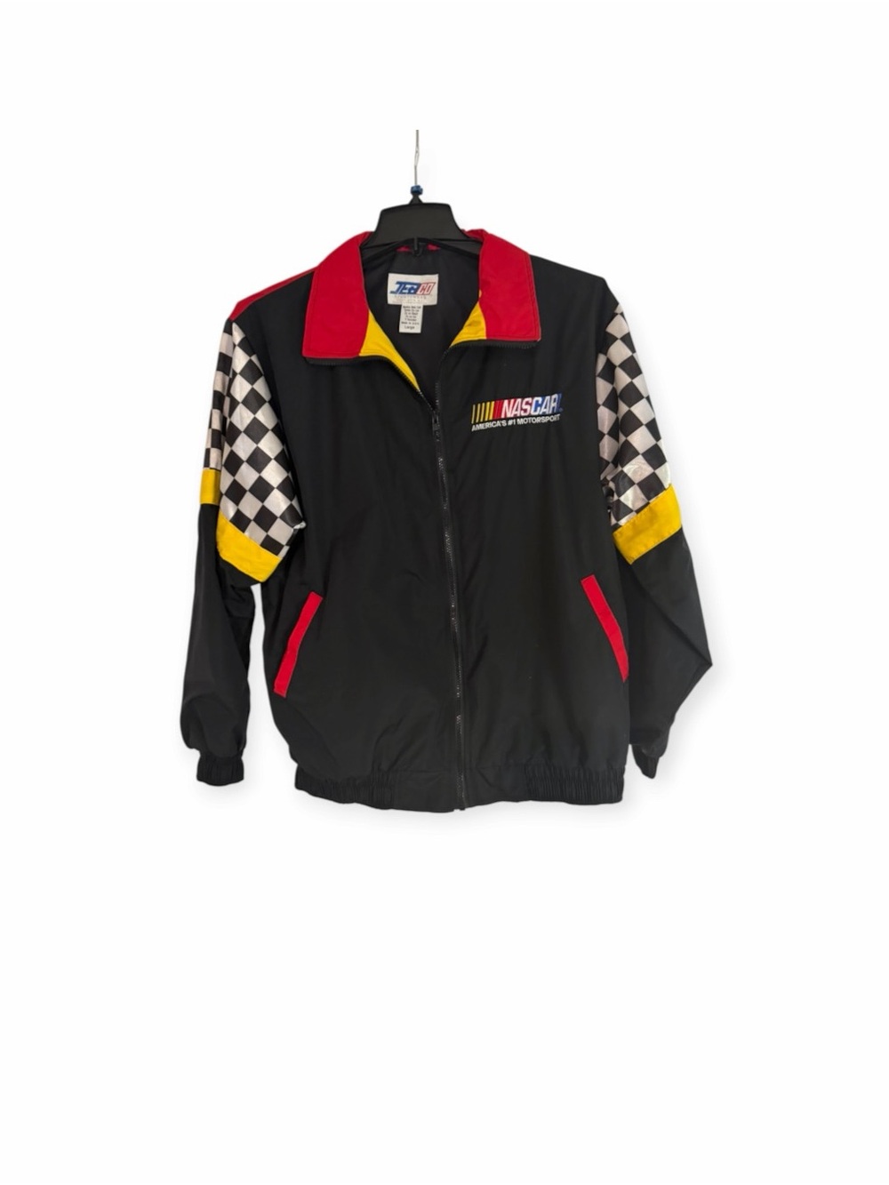 Nascar Black Racing Jacket with Red and Yellow Accents
